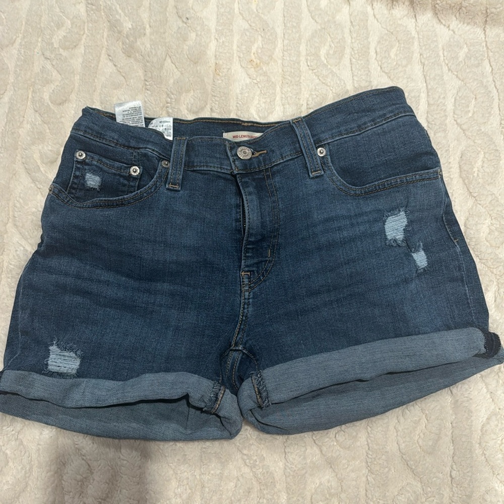 Levi’s, dark wash shorts